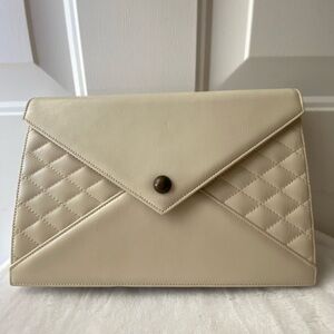 Yves Saint Laurent Cream Quilted Clutch